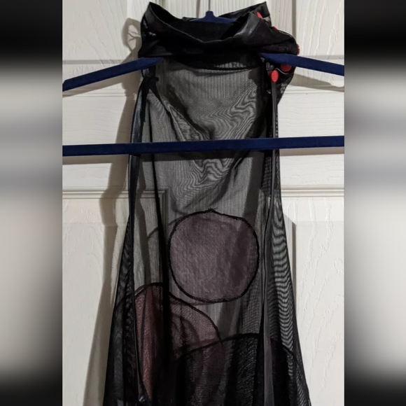 FINAL PRICE Claire Fleury Black Mesh Halter Mini Dress M/L Dots Club Clown Funky - Picture 6 of 7